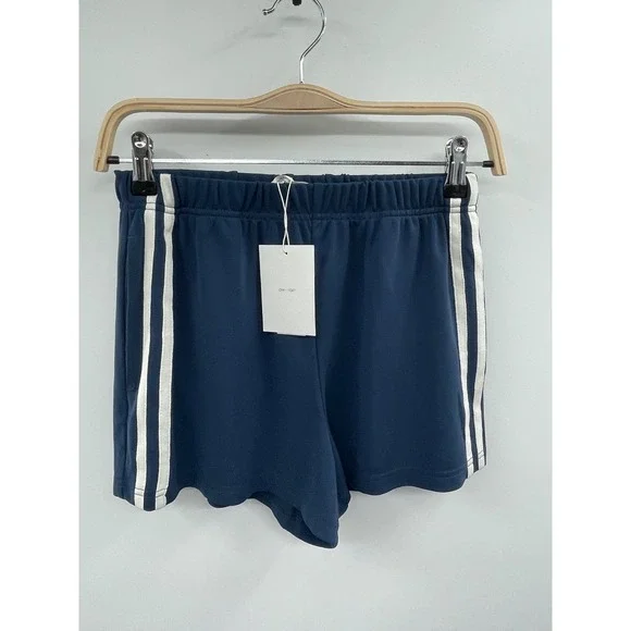 NWT OAK + FORT High Waist Sweat Short Men's XS Navy Blue White Striped Classic - Picture 1 of 11
